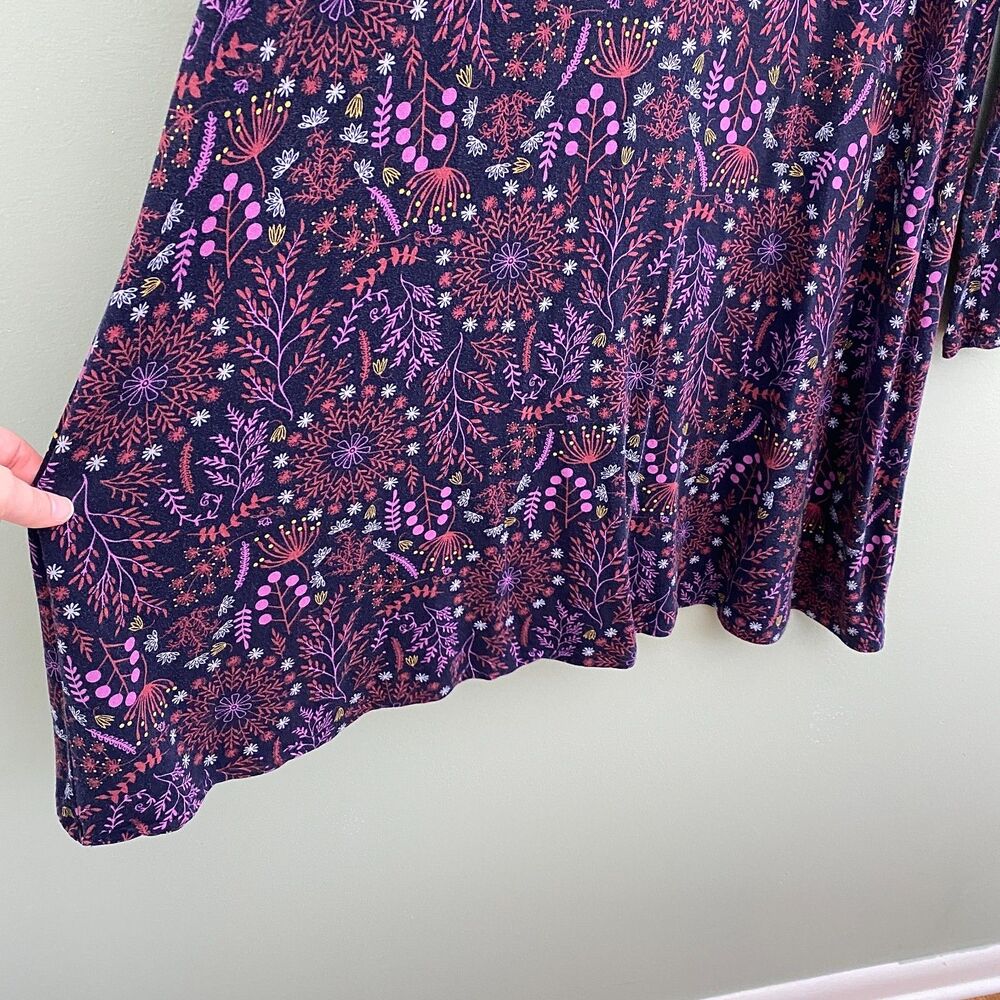 Matilda Jane Floral Dress Long Sleeve Knee Length Womens Large Purple Stretch - Picture 3 of 12